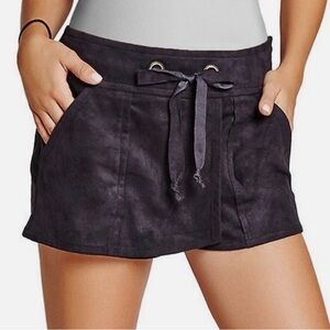 Guess Black Suede Tie-Front Shorts